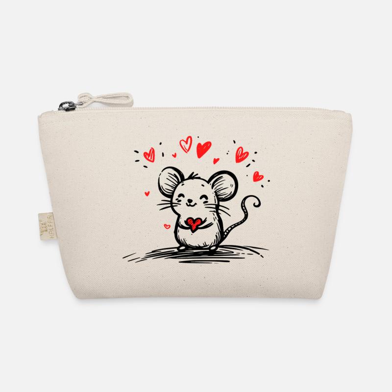 Mouse in Love with Floating Hearts Organic Pouch