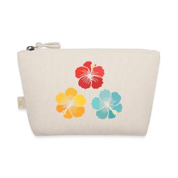 Hibiskus Trio – Vintage Blumen (rot, gelb, türkis) - Bio-Täschchen - Natur - Vorne