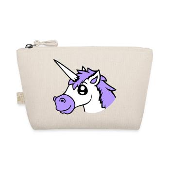 Unicorn Smiles Pretty Friendly Cartoon Horse - Organic Pouch - nature - Front