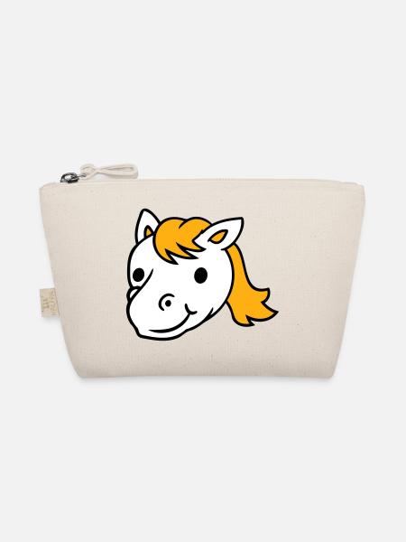 Pferd Süß Pony Fohlen Lange Haare Niedlich Comic - Bio-Täschchen - Natur - Vorne