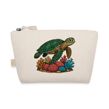 Green Sea Turtle Diver Design - Organic Pouch - nature - Front