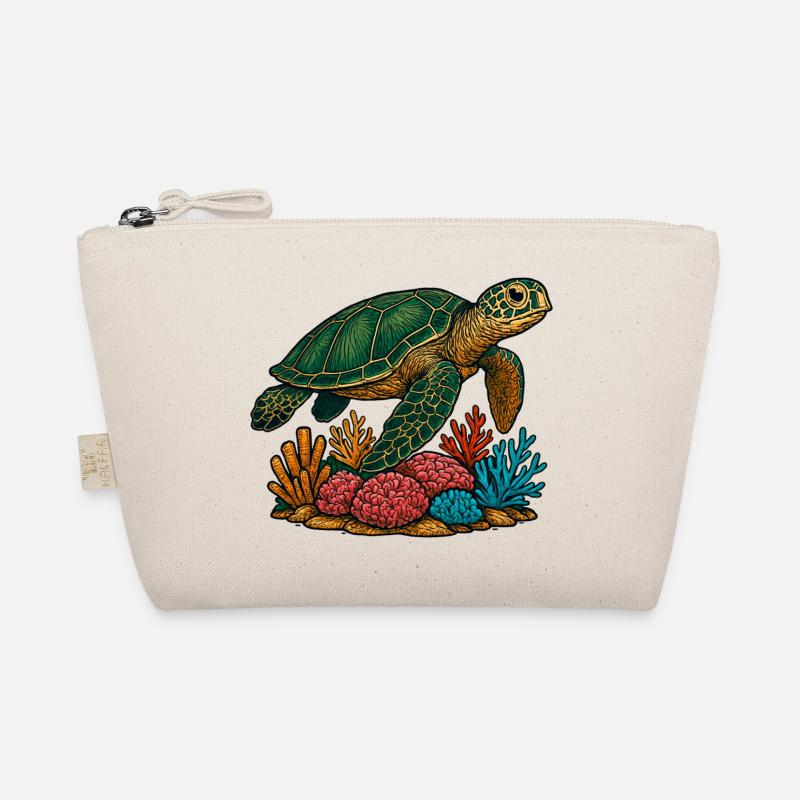 Green Sea Turtle Diver Design Organic Pouch