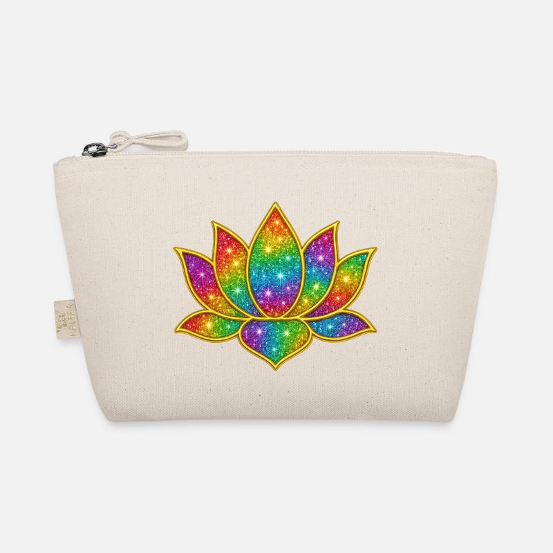 Vibrant Glitter Lotus Symbol Organic Pouch
