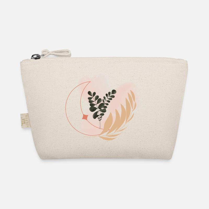 Pastel Flora Circle Leaves - Organic Pouch - nature