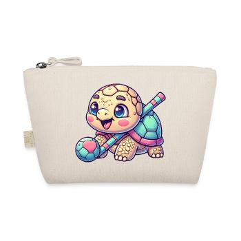 Tortue mignonne avec bâton de hockey et balle - Trousse biologique - nature - Devant