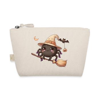 Kawaii Witch Spider on Broom – Halloween Shirt - Organic Pouch - nature - Front