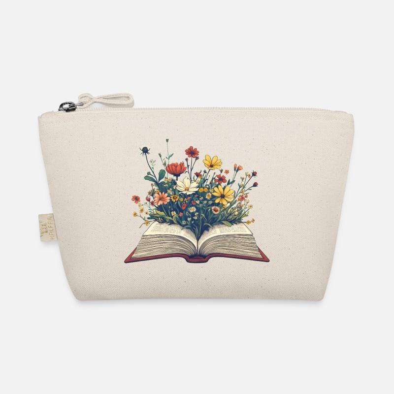 Buch mit Blumen - Bio-Täschchen - Natur