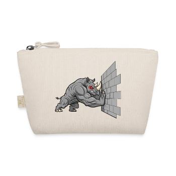 Funny Rhino Cartoon Battering Ram Humor Fun - Organic Pouch - nature - Front