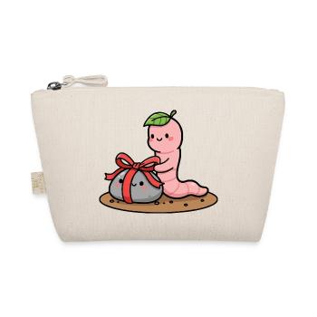 Small worm with Gift - Organic Pouch - nature - Front