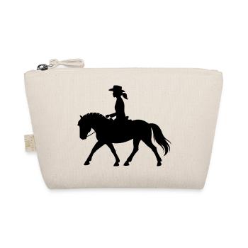 Western rider silhouette on horse / fjord horse - Organic Pouch - nature - Front