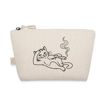 Chillende Katze mit Zigarre – Humorvolles Design - Bio-Täschchen - Natur - Vorne