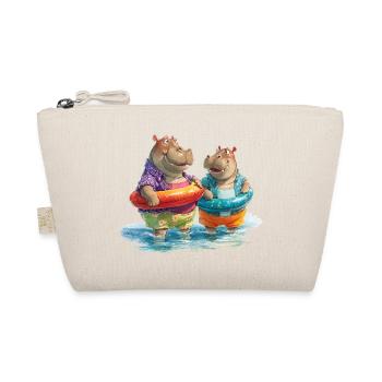 Hippos on the beach with swimming rings - Organic Pouch - nature - Front