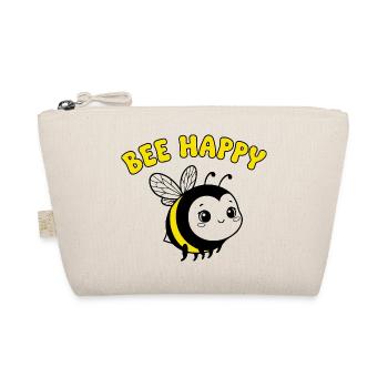 Bee Happy – Cute Cartoon Bee in Yellow Black - Organic Pouch - nature - Front