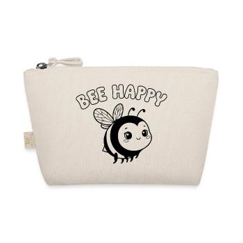 Bee Happy – Niedliche Biene Lineart Schwarz Weiß - Bio-Täschchen - Natur - Vorne