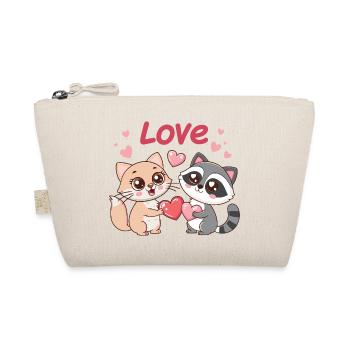 Feline love in duo heart - Organic Pouch - nature - Front