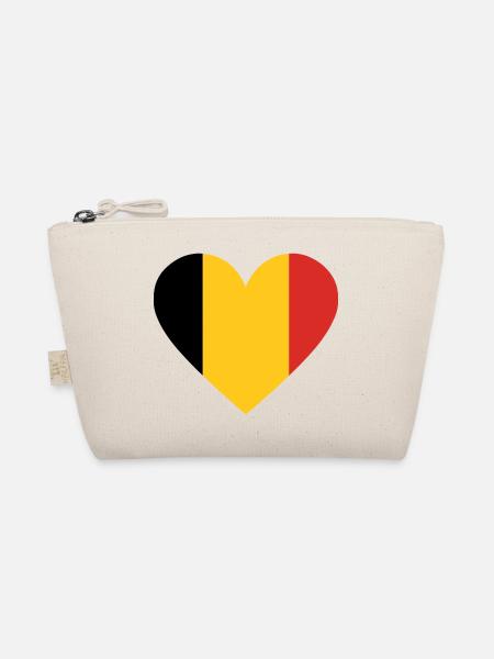 Yellow and red tricolor heart - Organic Pouch - nature - Front
