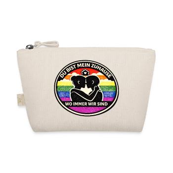 Du bist mein Zuhause Regenbogen Liebe - Bio-Täschchen - Natur - Vorne