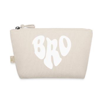 Bro (Brother) Retro Heart - Customizable color - Organic Pouch - nature - Front