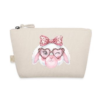Leopard Glasses Easter Bunny with Pink Bow - Organic Pouch - nature - Front