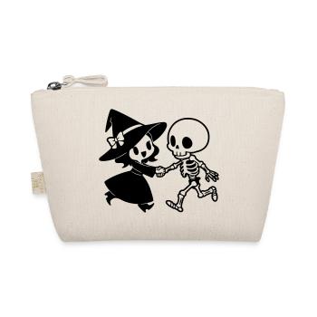 Witch and Skeleton Halloween Couple Motif - Organic Pouch - nature - Front