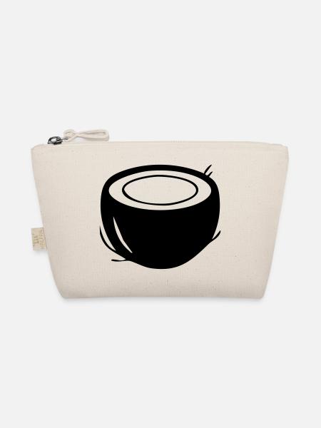Coconut Silhouette – Tropical Paradise Design - Organic Pouch - nature - Front