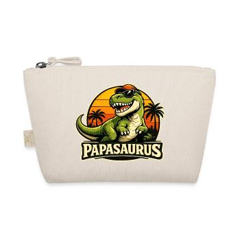 Papasaurus Retro Dino Statement for Father's Day - Organic Pouch - nature - Front