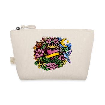 Herz Krone Blumen Kolibri Design - Bio-Täschchen - Natur - Vorne