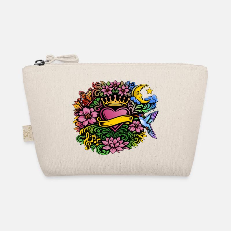 Herz Krone Blumen Kolibri Design Bio-Täschchen