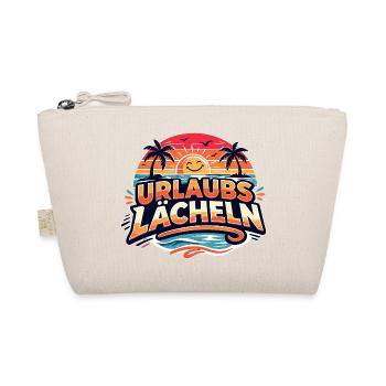 URLAUBS LÄCHELN Strand Retro Sommermotiv - Bio-Täschchen - Natur - Vorne