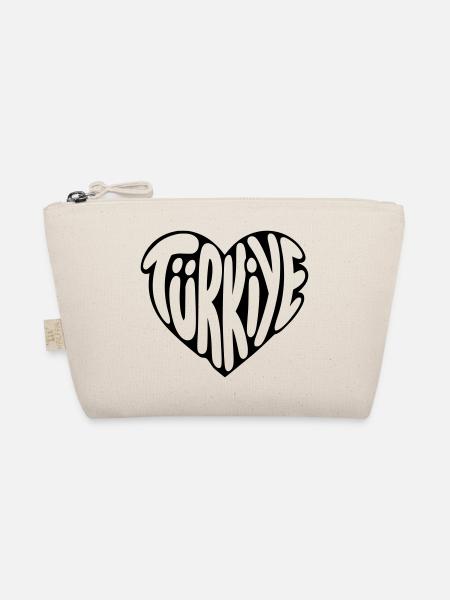 Türkiye, Turkey Heart Font Design - Organic Pouch - nature - Front