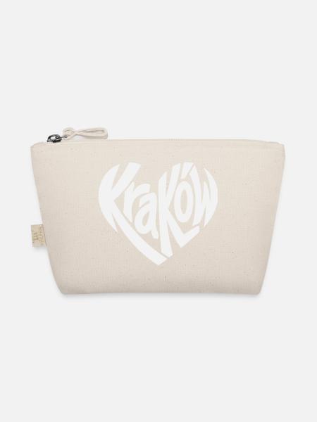 Krakow, Krakow Heart Typo Logo - Organic Pouch - nature - Front