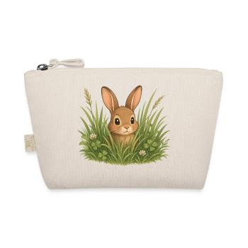 Süßer Hase im Gras Natur Cartoon Motiv  - Bio-Täschchen - Natur - Vorne