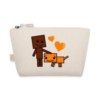 Heart Friend Cartoon Dog and Buddy - Organic Pouch - nature - Front