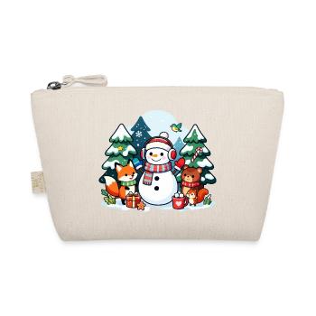 Cozy Snowman with Winter Friends - Organic Pouch - nature - Front