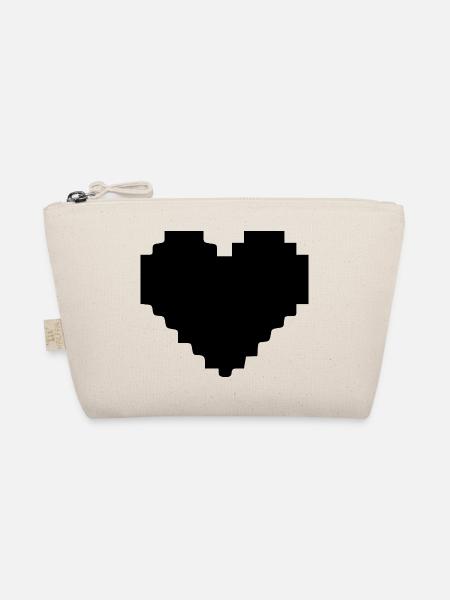 Schwarzes herz schwarz Pixelherz Geschenk - Bio-Täschchen - Natur