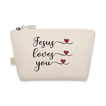 Jesus liebt dich süß Typografie mit Herz - Bio-Täschchen - Natur - Vorne