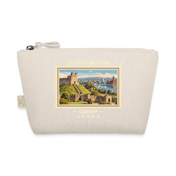 Großbritannien Cardiff Vintage Reisemarke - Bio-Täschchen - Natur - Vorne