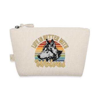 Life Is Better With Wolves Retro Vintage Wolf - Bio-Täschchen - Natur - Vorne
