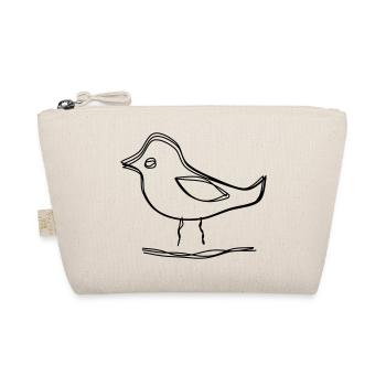 Vogel auf einem Zweig handgezeichnet - Bio-Täschchen - Natur - Vorne