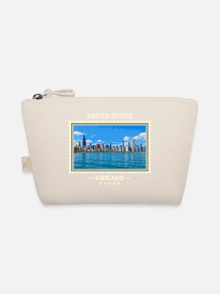Vereinigte Staaten Chicago Vintage Reisemarke - Bio-Täschchen - Natur