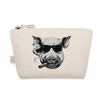 Rauchendes Schwein mit Sonnenbrille - Bio-Täschchen - Natur - Vorne
