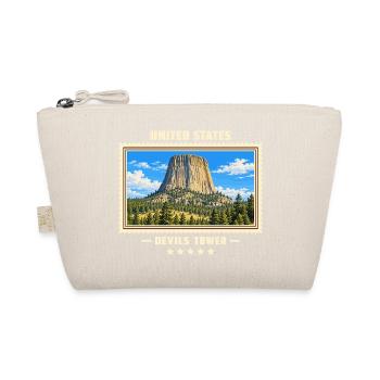 Vereinigte Staaten Devils Tower Vintage Reisemarke - Bio-Täschchen - Natur - Vorne