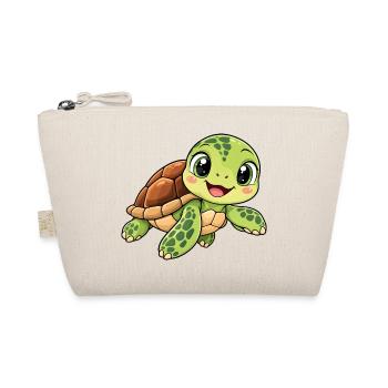 Schildkröte Kawaii Style – Süßes Tiermotiv - Bio-Täschchen - Natur - Vorne