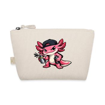 Axolotl beim Graffiti-Sprühen – Sprayer Style - Bio-Täschchen - Natur - Vorne