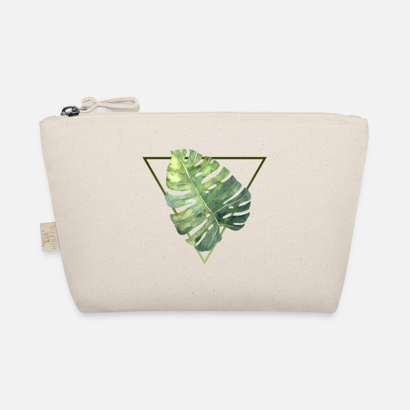 tropical monstera leaf modern triangle pattern Organic Pouch