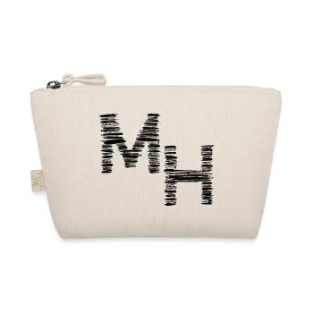 abstrakt handgemalt Monogramm, Buchstaben M H - Bio-Täschchen - Natur - Vorne