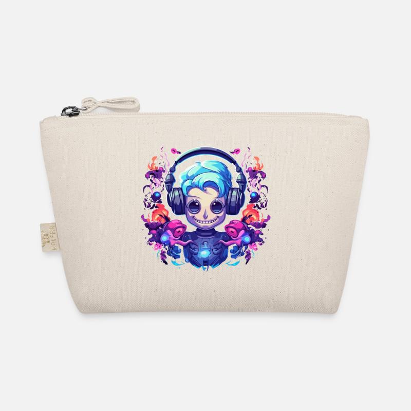 Synthwave Roboter Girl Design Bio-Täschchen