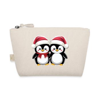 "Weihnachtliche Pinguin-Freunde" - Bio-Täschchen - Natur - Vorne