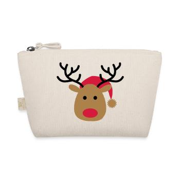 Lustiges Design von einem Elch zu Weihnachten - Bio-Täschchen - Natur - Vorne