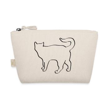 Cat drawing silhouette Cat meow gift - Organic Pouch - nature - Front